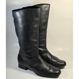 Croft & Barrow Women's 9.5 Soft Black  Leather Block Heel Knee-High Boots